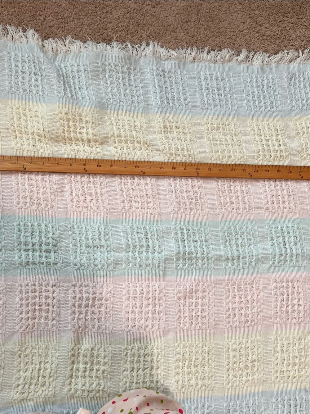 Vintage Pastel Striped Fringe Baby Blanket Set of 2